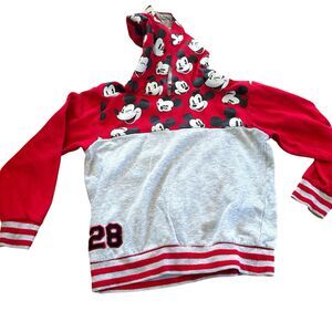 Kids Disney Mickey Mouse Hoodie Size‎ 7/8 Red Grey Comfy Outdoors Theme Park Fun